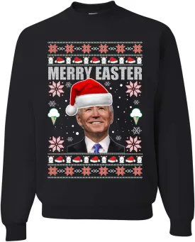Wild Bobby Merry Easter Funny Joe Biden Holiday Ugly Christmas Sweater Unisex Crewneck Sweatshirt