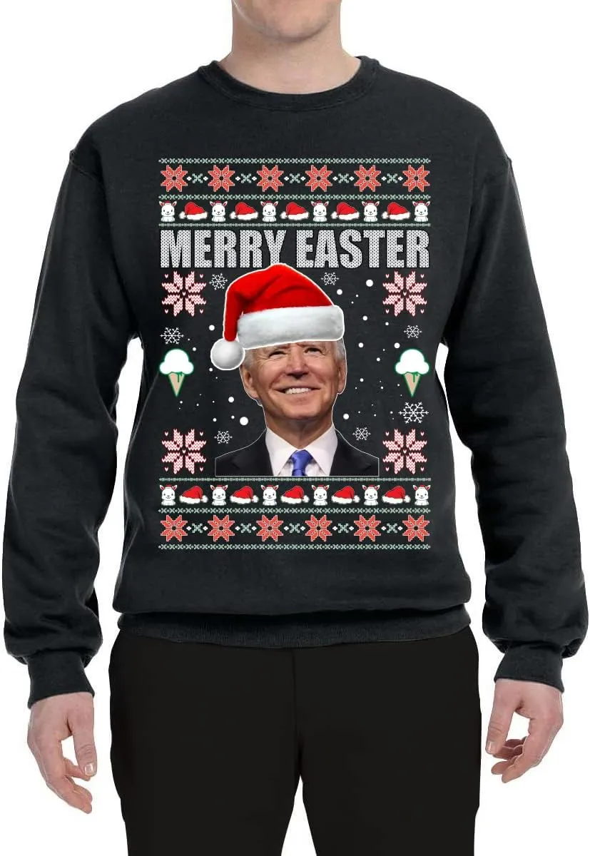 Wild Bobby Merry Easter Funny Joe Biden Holiday Ugly Christmas Sweater Unisex Crewneck Sweatshirt