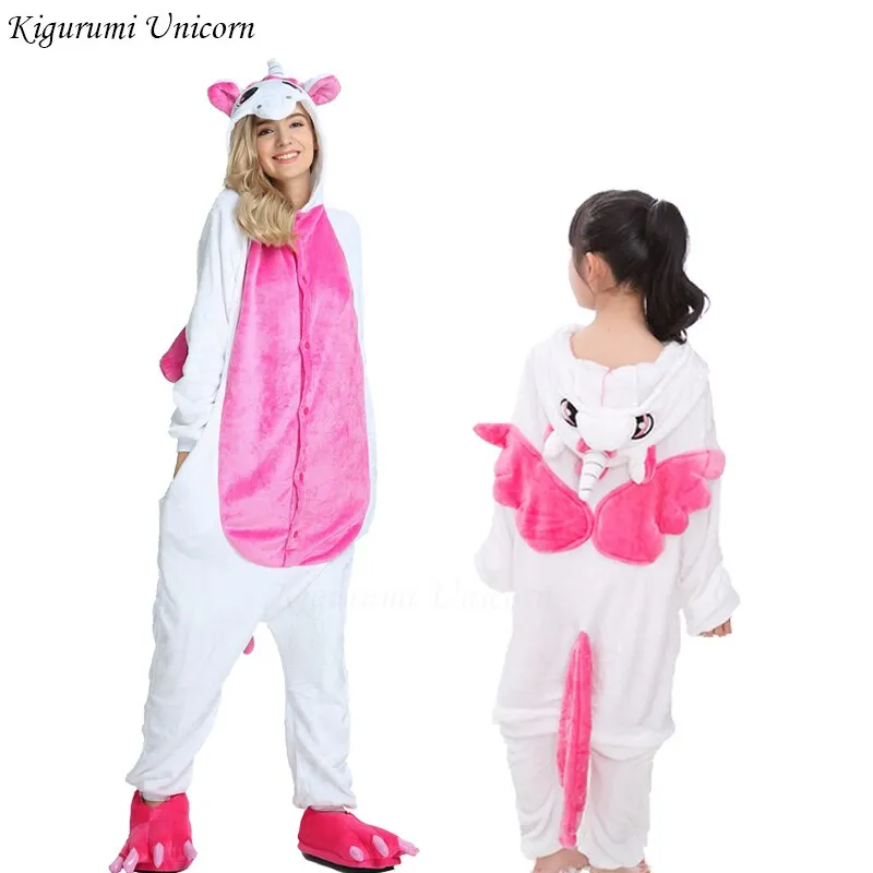 Winter Women Men Unisex Adult Cute Cartoon Onesie Animal Pajamas Kigurumi Unicorn Cat Bear Flannel Nightie Sleepwear