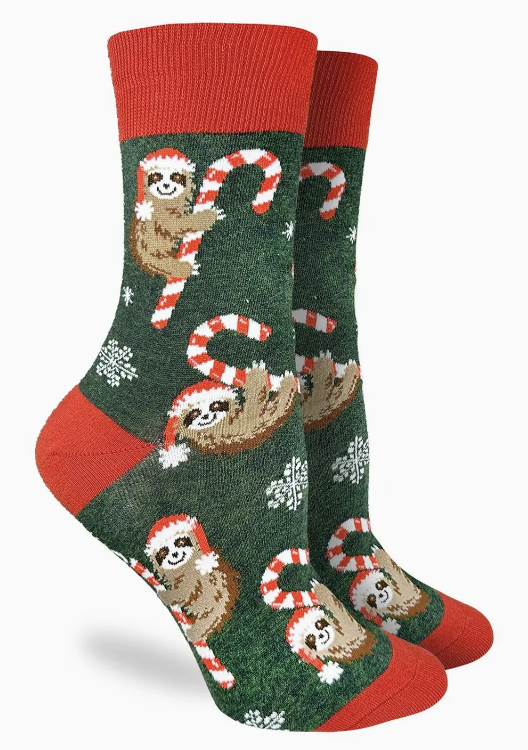 Women's Candy Cane Sloths Crew Socks