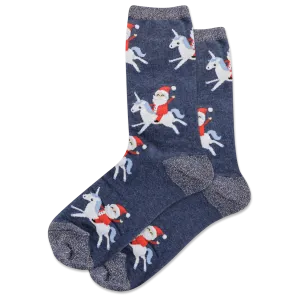 WOMEN'S SANTA UNICORN CREW SOCKS