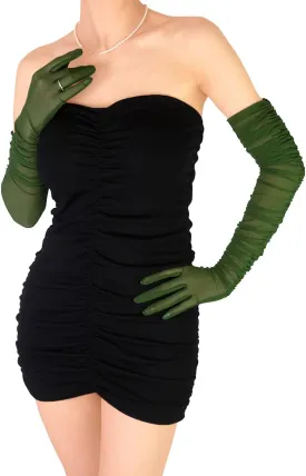 Women's Sexy Sheer Gloves Mesh Tulle Super Long Gloves Opera Christmas Costume Party Dance Glove