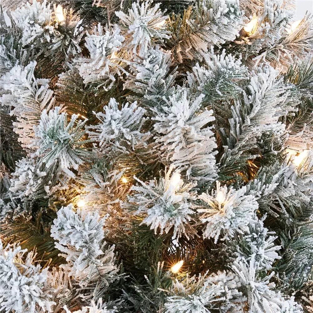 Yaheetech 6Ft Pre-lit Flocked Artificial Christmas Tree