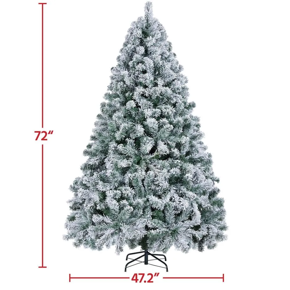 Yaheetech 6Ft Pre-lit Flocked Artificial Christmas Tree