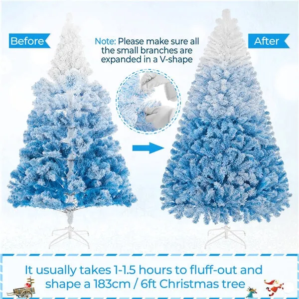 Yaheetech 6Ft Pre-lit Flocked Artificial Christmas Tree