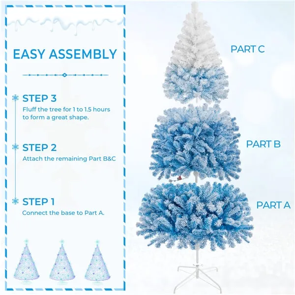 Yaheetech 6Ft Pre-lit Flocked Artificial Christmas Tree