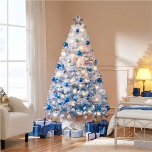 Yaheetech 6Ft Pre-lit Flocked Artificial Christmas Tree