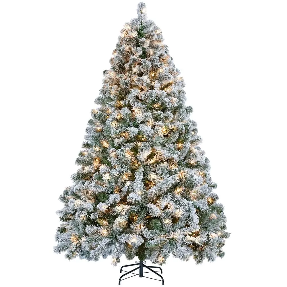 Yaheetech 6Ft Pre-lit Flocked Artificial Christmas Tree