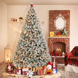 Yaheetech 9’ Pre-lit Flocked Artificial Christmas Tree