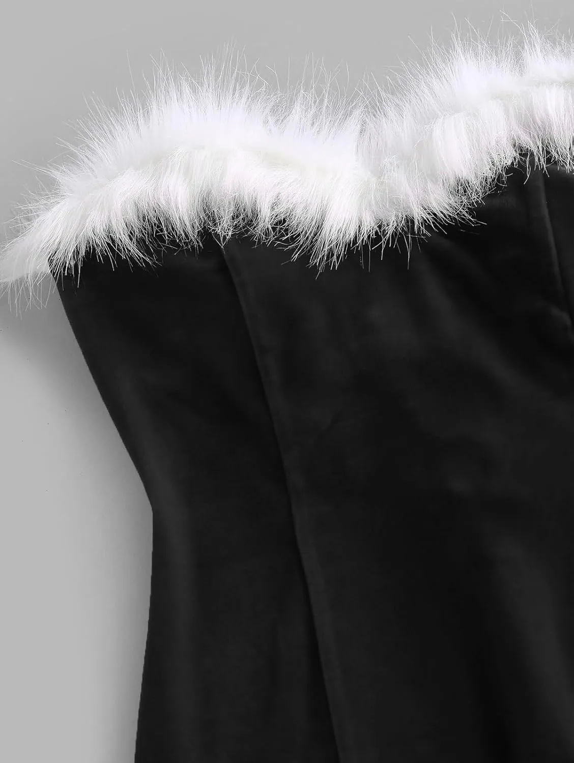 ZAFUL Women's Sexy Off Shoulder Velvet Back Lace Up Vintage Christmas Strapless Party Bodycon Mini Dress