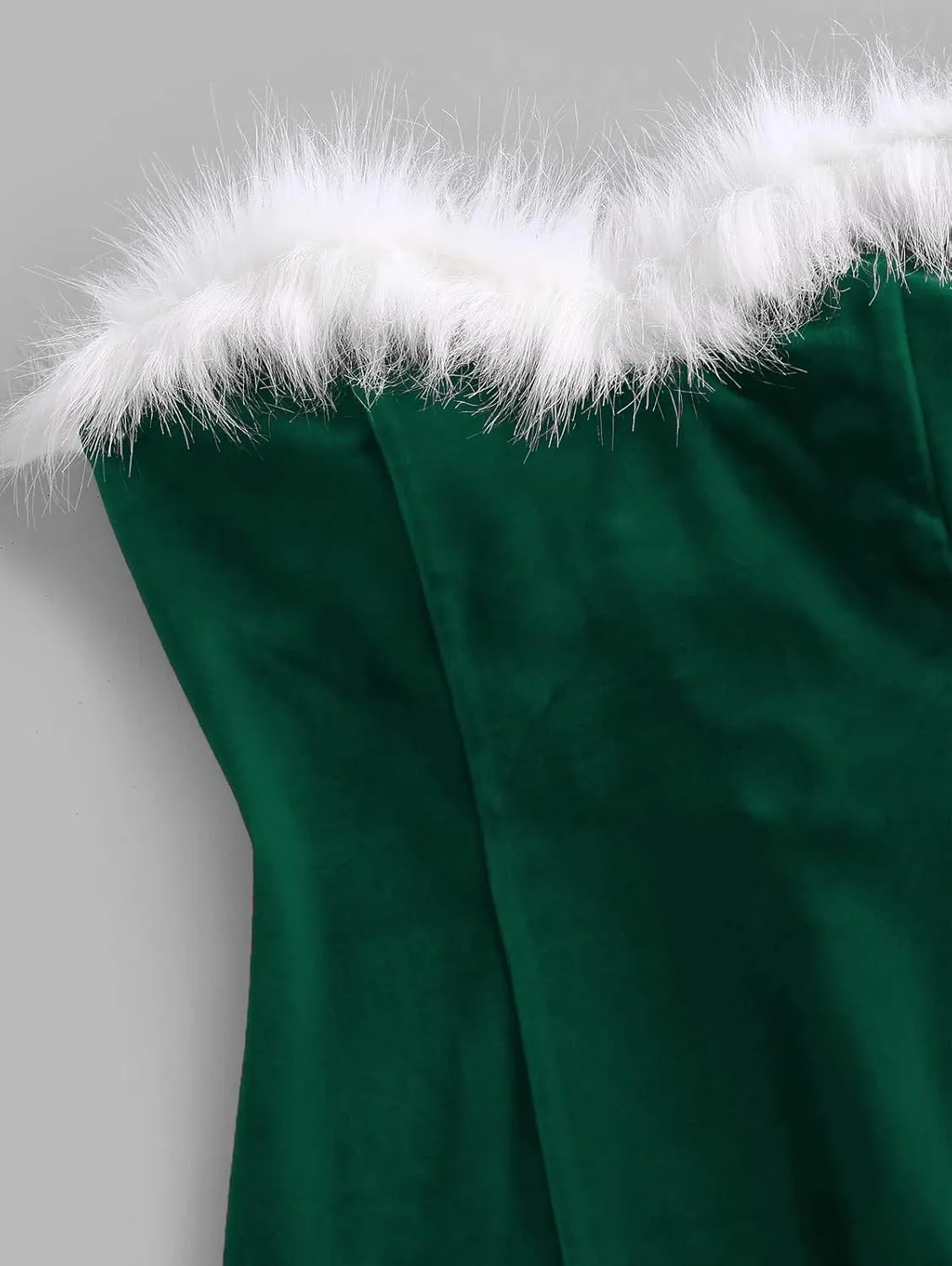 ZAFUL Women's Sexy Off Shoulder Velvet Back Lace Up Vintage Christmas Strapless Party Bodycon Mini Dress